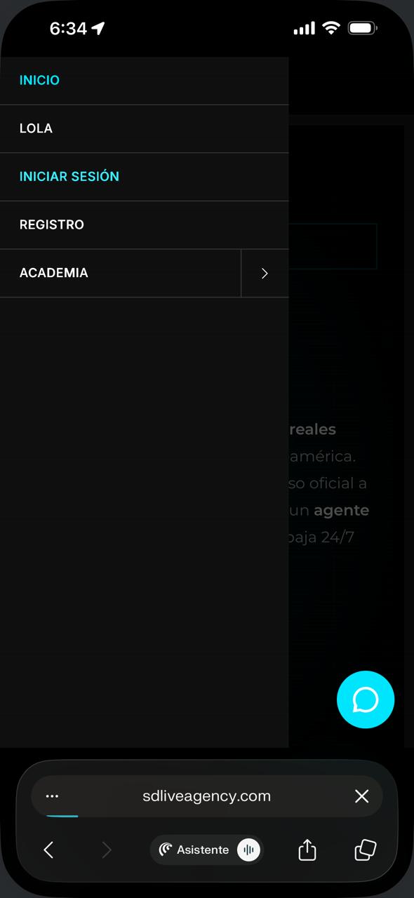 Paso 2: menú con iniciar sesión