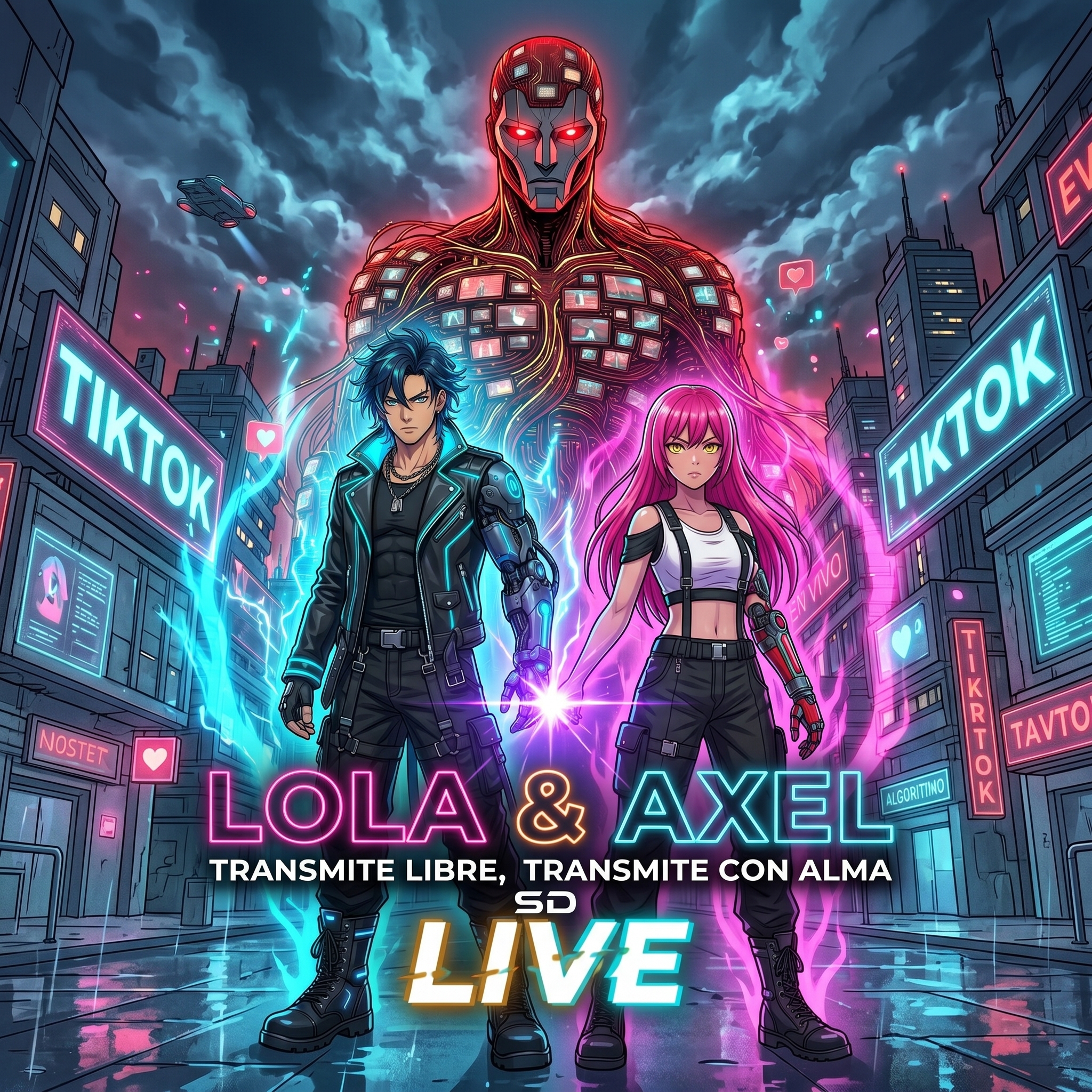 LOLA, AXEL y MONETIX — webtoon cyberpunk de SD Live Agency
